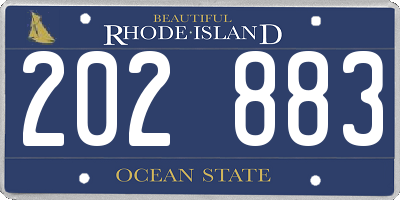 RI license plate 202883