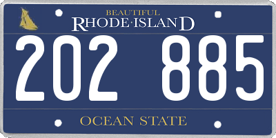 RI license plate 202885
