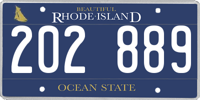 RI license plate 202889