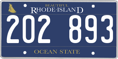 RI license plate 202893
