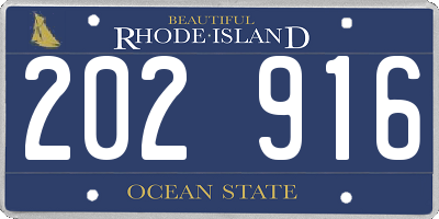 RI license plate 202916