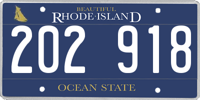 RI license plate 202918