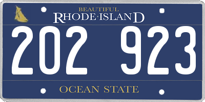 RI license plate 202923