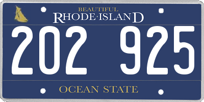 RI license plate 202925