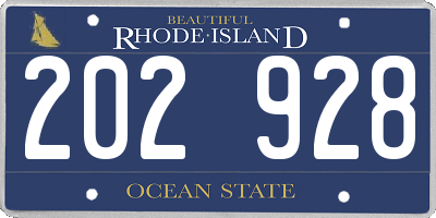 RI license plate 202928