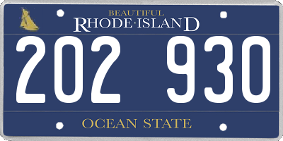 RI license plate 202930