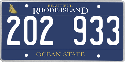 RI license plate 202933
