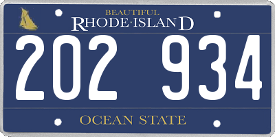 RI license plate 202934