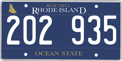 RI license plate 202935