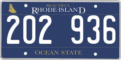 RI license plate 202936