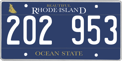 RI license plate 202953