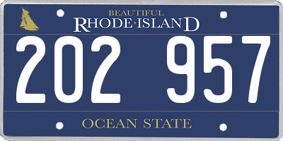 RI license plate 202957