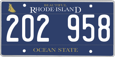 RI license plate 202958