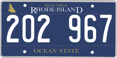 RI license plate 202967