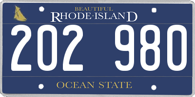 RI license plate 202980