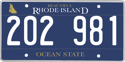 RI license plate 202981