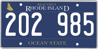 RI license plate 202985