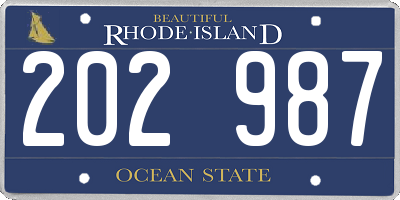 RI license plate 202987