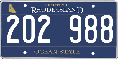 RI license plate 202988