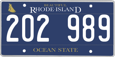 RI license plate 202989