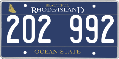 RI license plate 202992