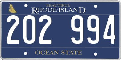 RI license plate 202994