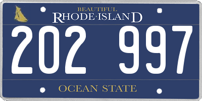RI license plate 202997