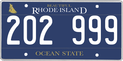 RI license plate 202999
