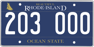 RI license plate 203000