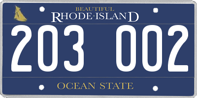 RI license plate 203002
