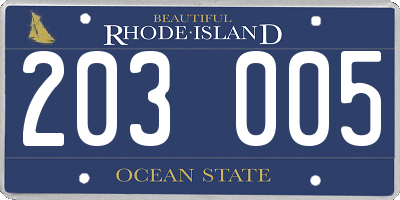 RI license plate 203005