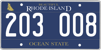 RI license plate 203008