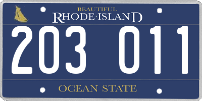 RI license plate 203011