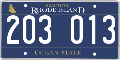 RI license plate 203013