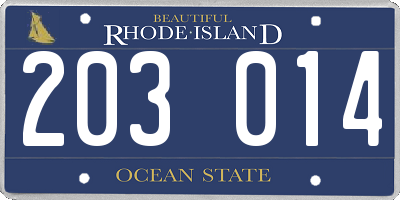 RI license plate 203014