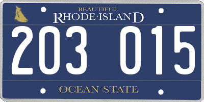 RI license plate 203015