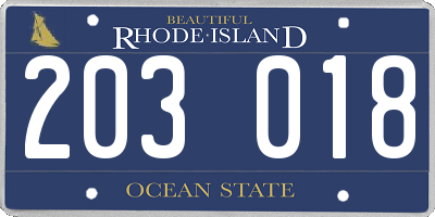 RI license plate 203018
