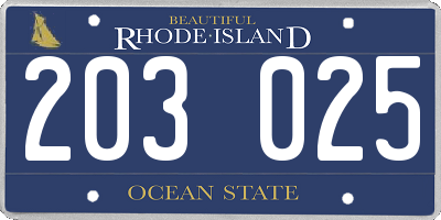 RI license plate 203025