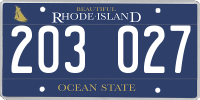 RI license plate 203027