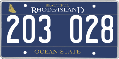 RI license plate 203028