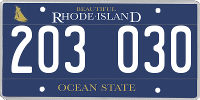 RI license plate 203030