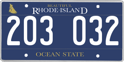 RI license plate 203032
