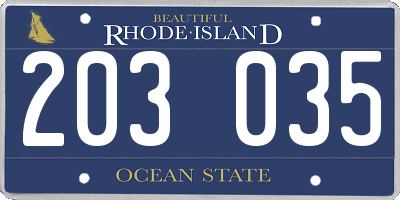 RI license plate 203035