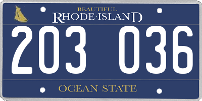 RI license plate 203036