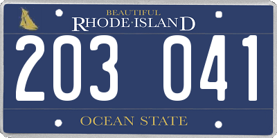 RI license plate 203041