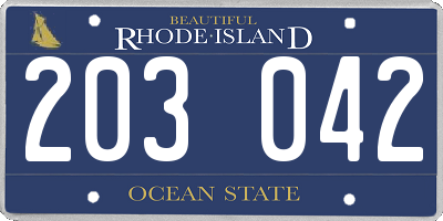 RI license plate 203042