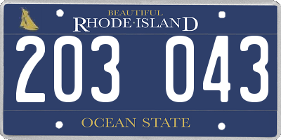 RI license plate 203043