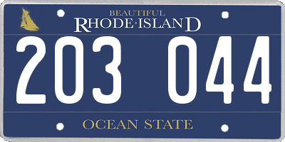 RI license plate 203044