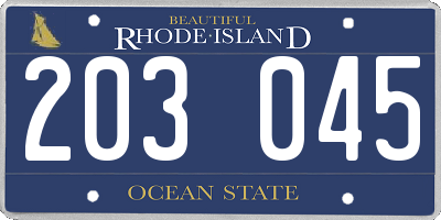RI license plate 203045