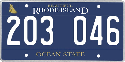 RI license plate 203046
